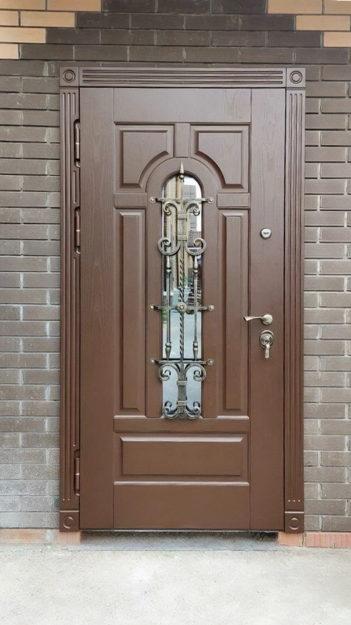 Дверь со стеклом и ковкой