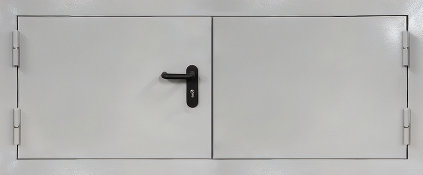 Двустворчатый металлический люк серого цвета