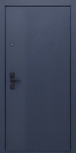 Входная дверь со скрытыми петлями и отделкой МДФ темно-синего цвета Входная дверь со скрытыми петлями и отделкой МДФ темно-синего цвета