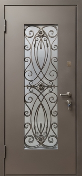 Дверь входная металлическая стеклом и ковкой